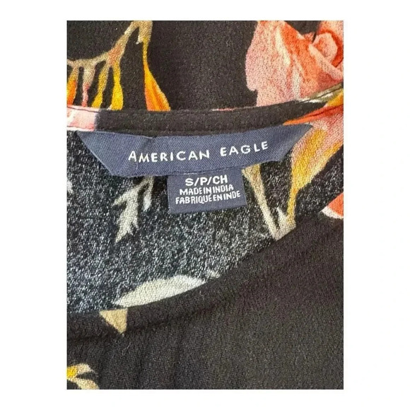 American Eagle Women's Small Floral Sleeveless Tank Top Multicolor Ruffle Trim - Picture 4 of 8